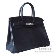 Hermes Birkin 30 Handbag 89 Noir Lizard SHW