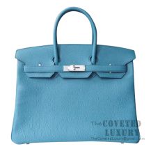 Hermes Birkin 35 Bag 7B Turquoise Blue Togo SHW