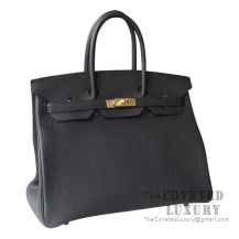 Hermes Birkin 35 Bag 89 Noir And L3 Rose Purple Togo GHW