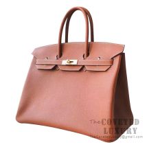 Hermes Birkin 35 Bag CK37 Gold Togo GHW