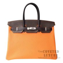 Hermes Birkin 35 Bag CK93 Orange And 89 Noir And 4A Cafe Togo SHW