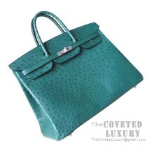 Hermes Birkin 30 Handbag CC73 Blue Saphir Ostrich SHW