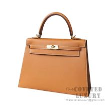 Hermes Kelly 25 Handbag CC21 Natural Sable Bulter GHW