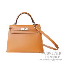 Hermes Kelly 25 Handbag CC21 Natural Sable Bulter SHW