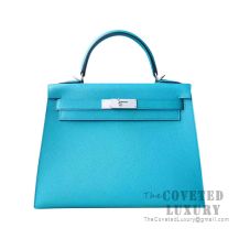 Hermes Kelly 25 Handbag 7F Blue Paon Epsom SHW