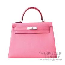 Hermes Kelly 25 Handbag 8W Rose Azalee Epsom SHW