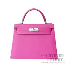 Hermes Kelly 25 Handbag 9I Magnolia Epsom SHW