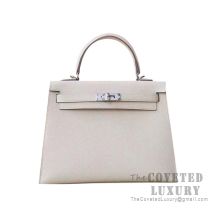 Hermes Kelly 25 Handbag CC10 Craie Epsom SHW