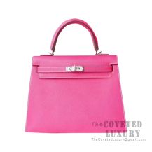 Hermes Kelly 25 Handbag E5 Rose Tyrien Epsom SHW