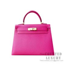Hermes Kelly 25 Handbag L3 Rose Purple Epsom GHW