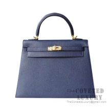 Hermes Kelly 25 Handbag M3 Blue Encre Epsom GHW
