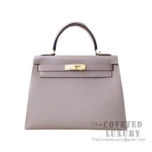 Hermes Kelly 25 Handbag M8 Gris Asphalt Epsom GHW