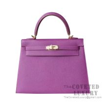 Hermes Kelly 25 Handbag P9 Anemone Epsom GHW