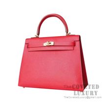 Hermes Kelly 25 Handbag Q5 Rouge Casaque Epsom GHW