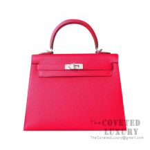 Hermes Kelly 25 Handbag S5 Rouge Tomate Epsom SHW