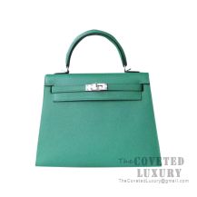 Hermes Kelly 25 Handbag U4 Vert Vertigo Epsom SHW