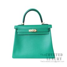 Hermes Kelly 25 Handbag U4 Vert Vertigo Swift GHW