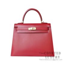 Hermes Kelly 25 Handbag B5 Ruby Tadelakt GHW