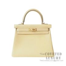 Hermes Kelly 25 Handbag 1Z Jaune Poussin Togo GHW