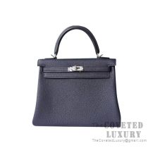 Hermes Kelly 25 Handbag 2Z Bieu Nuit Togo SHW