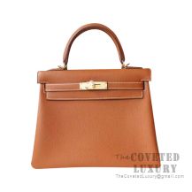 Hermes Kelly 25 Handbag CC37 Gold Togo GHW