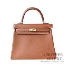 Hermes Kelly 25 Handbag CK37 Gold Togo GHW