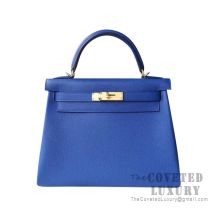 Hermes Kelly 25 Handbag I7 Blue Zellige Togo GHW