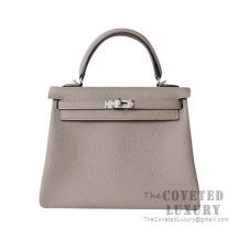 Hermes Kelly 25 Handbag M8 Gris Asphalt Togo SHW