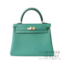 Hermes Kelly 25 Handbag U4 Vert Vertigo Togo GHW