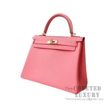 Hermes Kelly 25 Handbag U5 Bose Lipstick Togo GHW