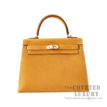 Hermes Kelly 25 Handbag 9V Jaune D'Or Grizzly GHW