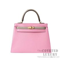 Hermes Kelly 25 Handbag 1Q Rose Confetti And S2 Trench Chevere GHW