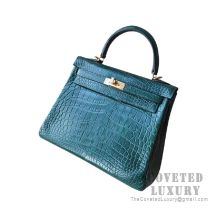 Hermes Kelly 25 Bag 1T Vert Titien Matte Alligator GHW