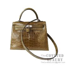 Hermes Kelly 25 Bag 6H Vert Veronese Shiny Alligator SHW