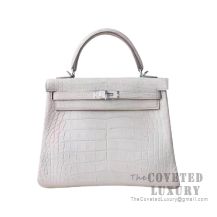 Hermes Kelly 25 Bag 8L Beton Matte Alligator SHW