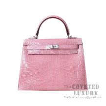 Hermes Kelly 25 Bag CC94 Terre Cuite Shiny Niloticus SHW