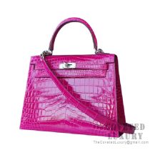 Hermes Kelly 25 Bag J5 Rose Scheherazade Shiny Niloticus SHW