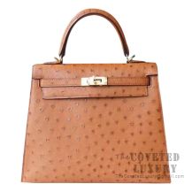 Hermes Kelly 25 Bag CC37 Gold Ostrich GHW