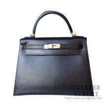 Hermes Kelly 28 Handbag 89 Noir Box GHW
