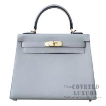 Hermes Kelly 28 Handbag 4Z Gris Mouette Epsom GHW