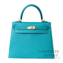 Hermes Kelly 28 Handbag 7F Blue Paon Epsom GHW