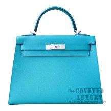 Hermes Kelly 28 Handbag 7F Blue Paon Epsom SHW