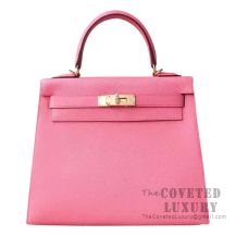 Hermes Kelly 28 Handbag 8W Rose Azalee Epsom GHW