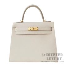 Hermes Kelly 28 Handbag CC10 Craie Epsom GHW