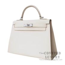 Hermes Kelly 28 Handbag CC10 Craie Epsom SHW