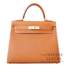 Hermes Kelly 28 Handbag CC37 Gold Epsom GHW