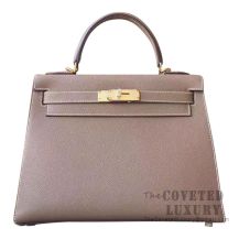 Hermes Kelly 28 Handbag CK18 Etoupe Epsom GHW