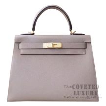 Hermes Kelly 28 Handbag M8 Gris Asphalt Epsom GHW