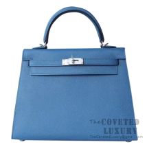 Hermes Kelly 28 Handbag R2 Blue Agate Epsom SHW