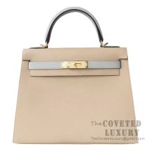 Hermes Kelly 28 Handbag S2 Trench And 4Z Gris Mouette Epsom GHW